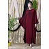 Embroidered abaya with Butterfly sleeves- Maroon